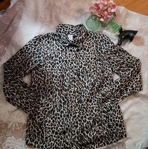 J Crew The Perfect Shirt button down Leopard